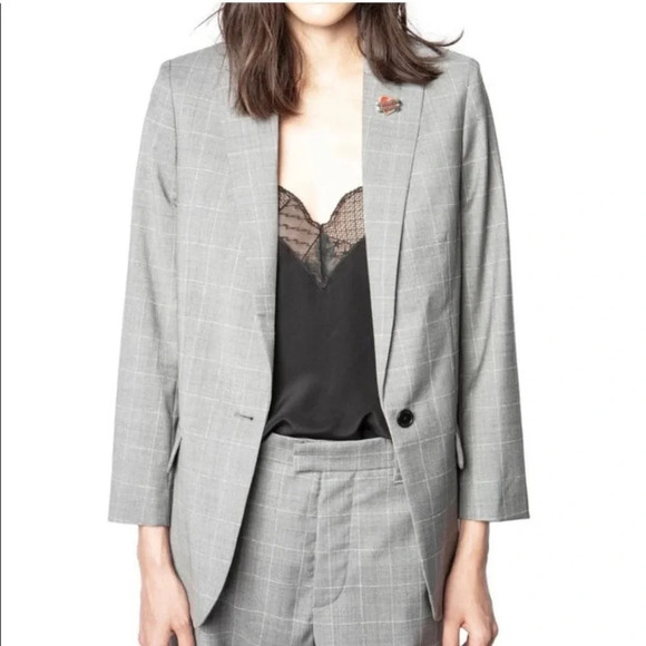 Zadig & Voltaire Viva Check virgin wool Blazer sz 10 - Picture 1 of 15
